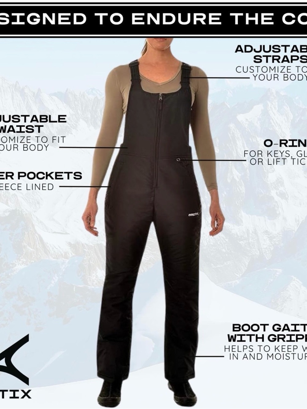 Arctix Black Women's Insulated Bib Snow Pants - Picture 4 of 7